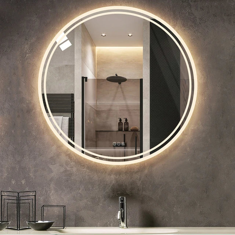 Round LED Backlit Bathroom Mirror with Anti-Fog and Touch Sensor