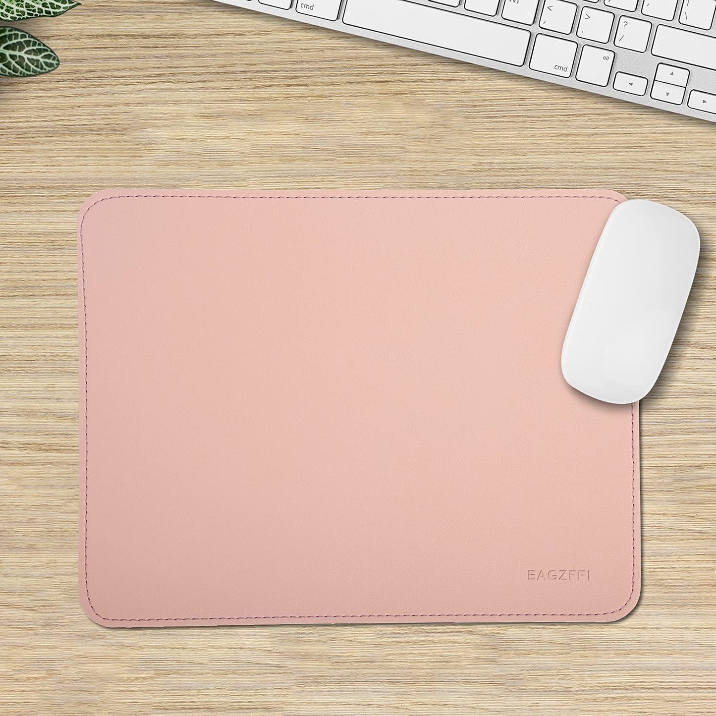 Leather Mouse Pad,Wood Mouse Pad,Double Side Mouse Pad,Stitched Edges,Equipped with Coaster Mouse Pads for Laptop,Office & Home,1 Pack,8Inch11Inch, (Pink)