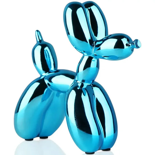 Balloon Dog Home Decor Animals Figurine Resin Cute Shiny Shape Statue Art Sculpture Craftwork with Antiskid Mat Lucky