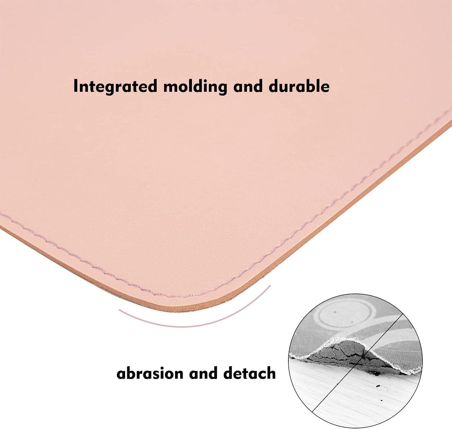 Leather Mouse Pad,Wood Mouse Pad,Double Side Mouse Pad,Stitched Edges,Equipped with Coaster Mouse Pads for Laptop,Office & Home,1 Pack,8Inch11Inch, (Pink)