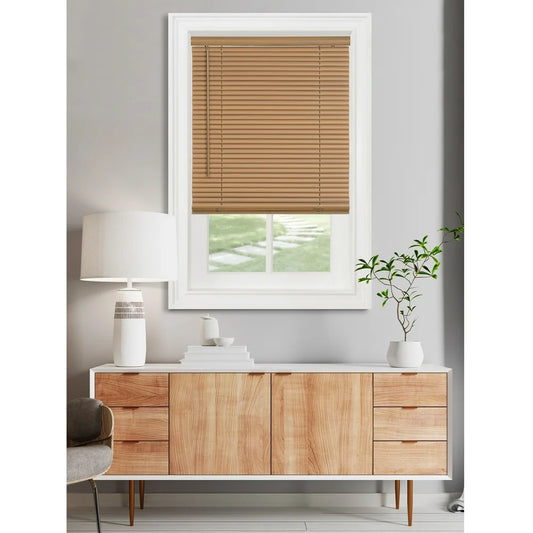 GII Morningstar Indoor Cordless Woodtone Vinyl Light Filtering Window Mini Blind, 72" L X 31" W