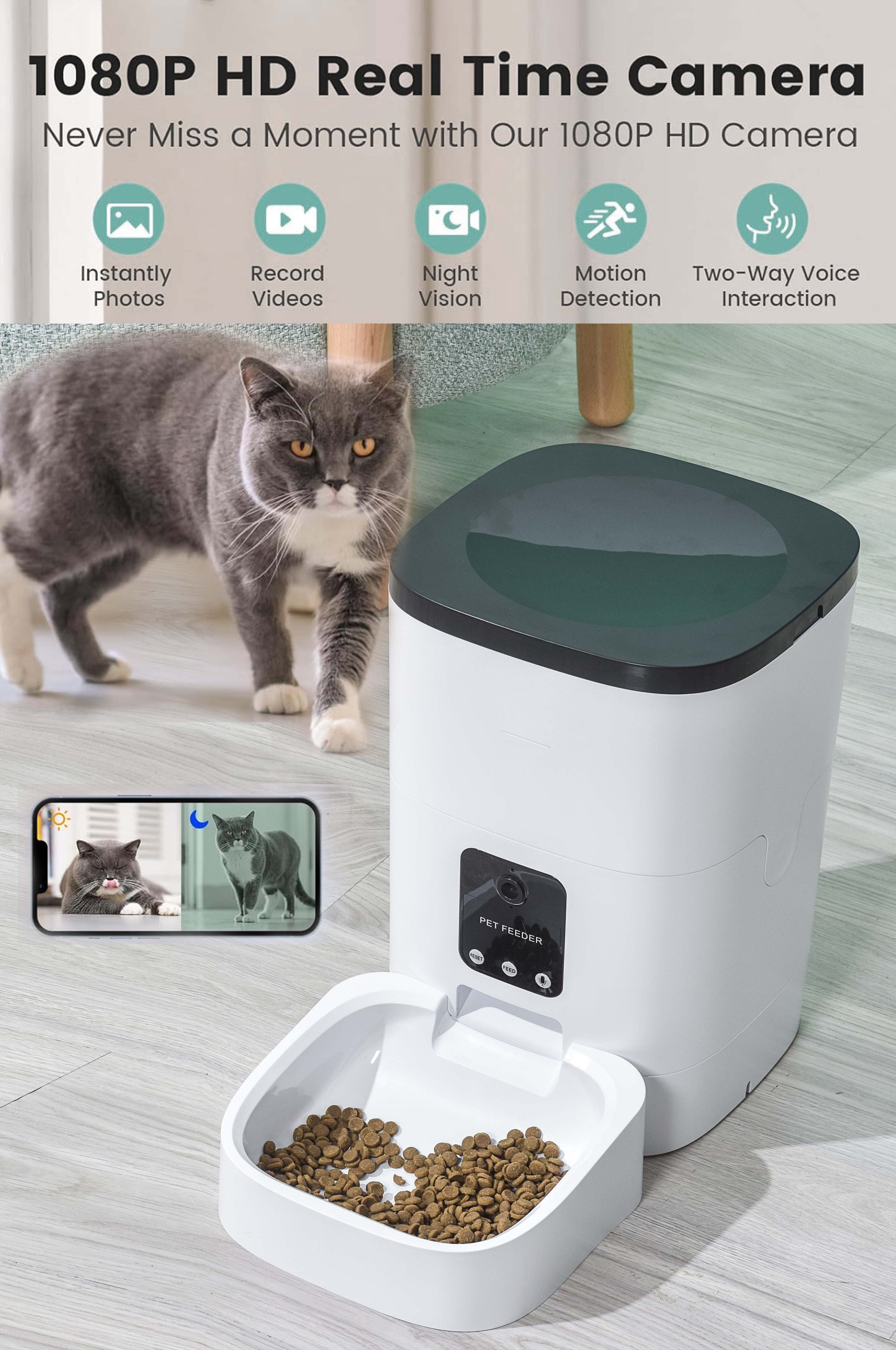 Automatic Pet Feeder with 1080P Camera & App Control